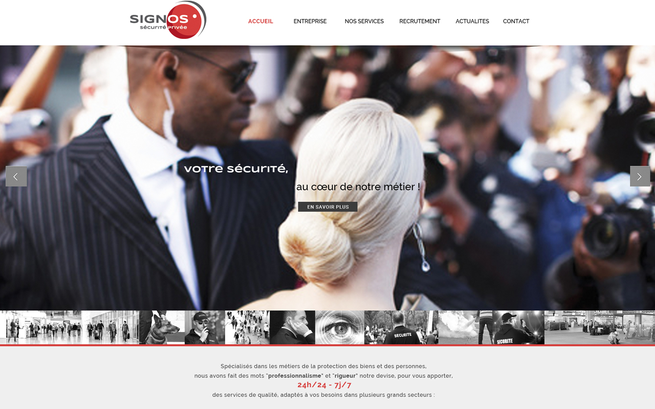page accueil site web signos-securite.fr